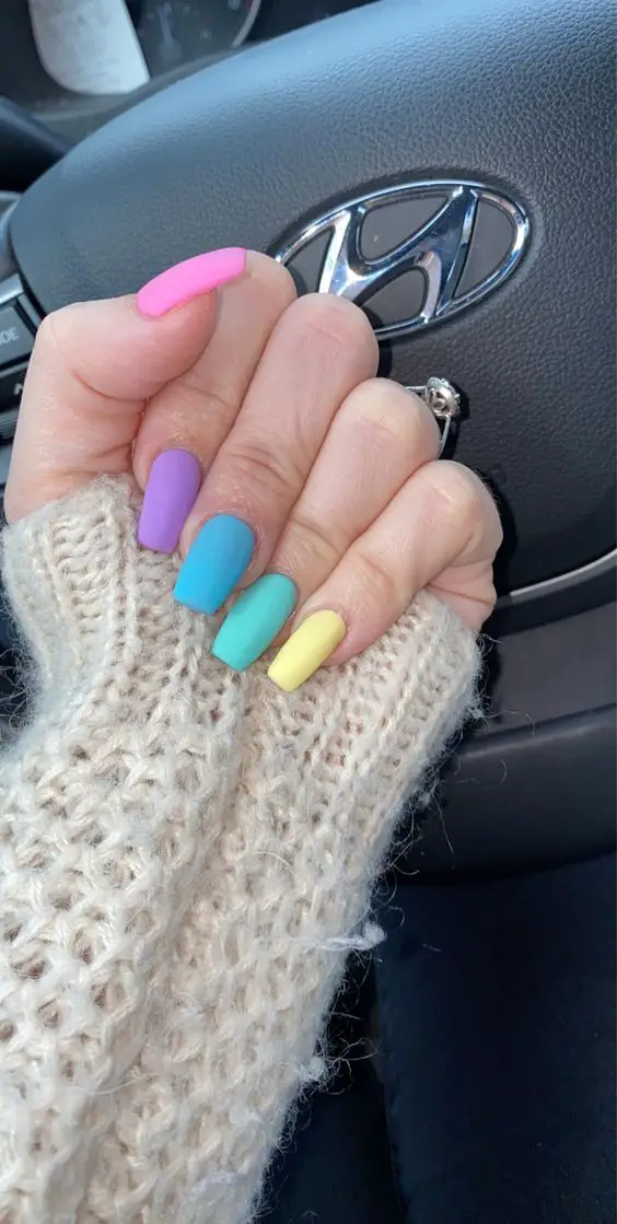 Spring 2024 Nail Trends: Multicolor Pastels & Playful Designs