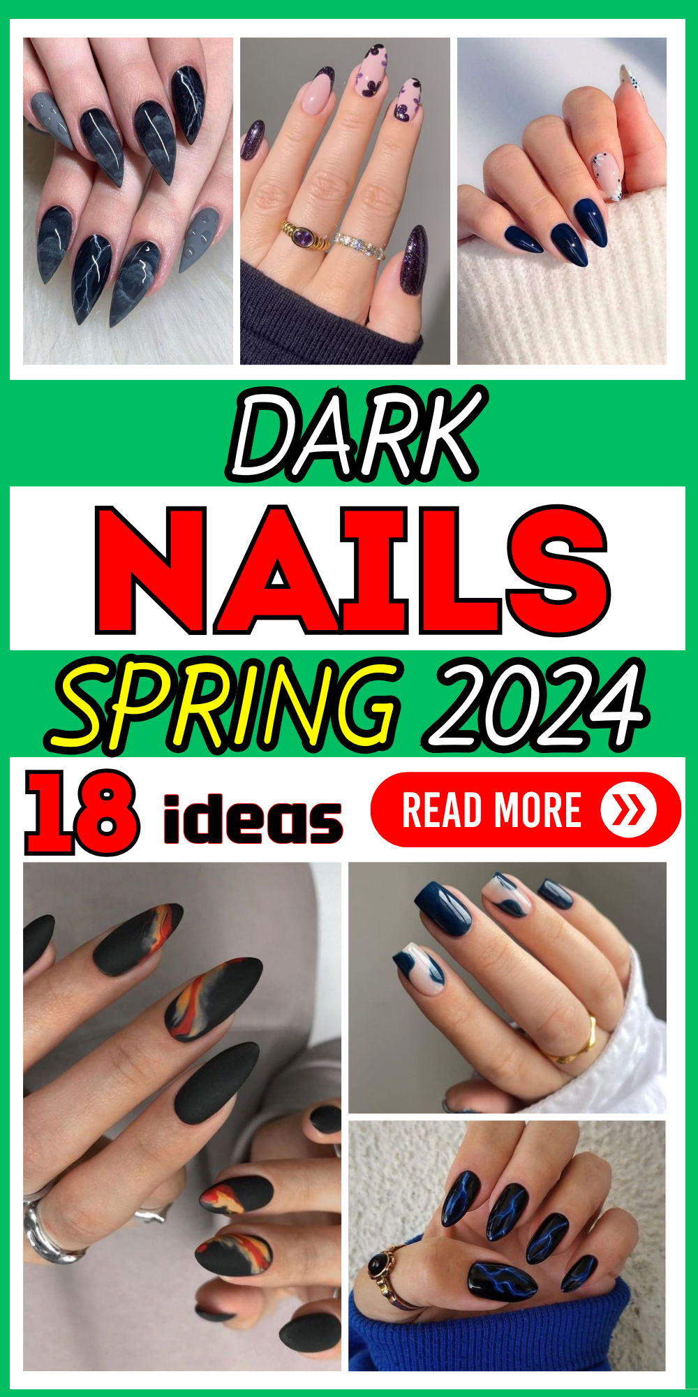 2024's Trending Dark Spring Nails: Chic Almond, Short & Coffin Designs