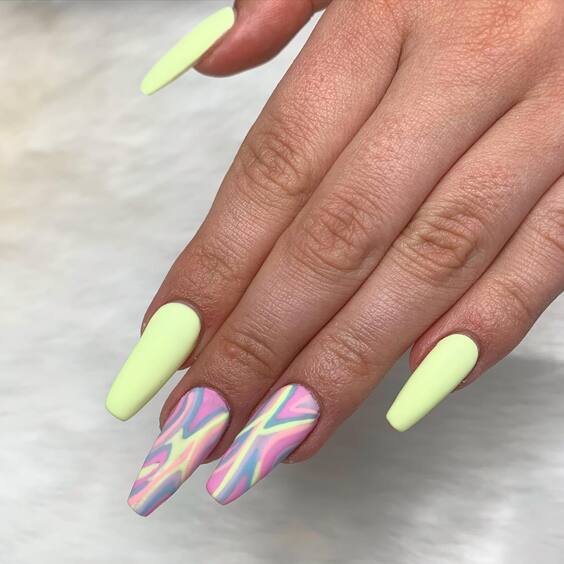 Summer 2024 Acrylic Nail Trends: Bold Neons & Elegant Florals