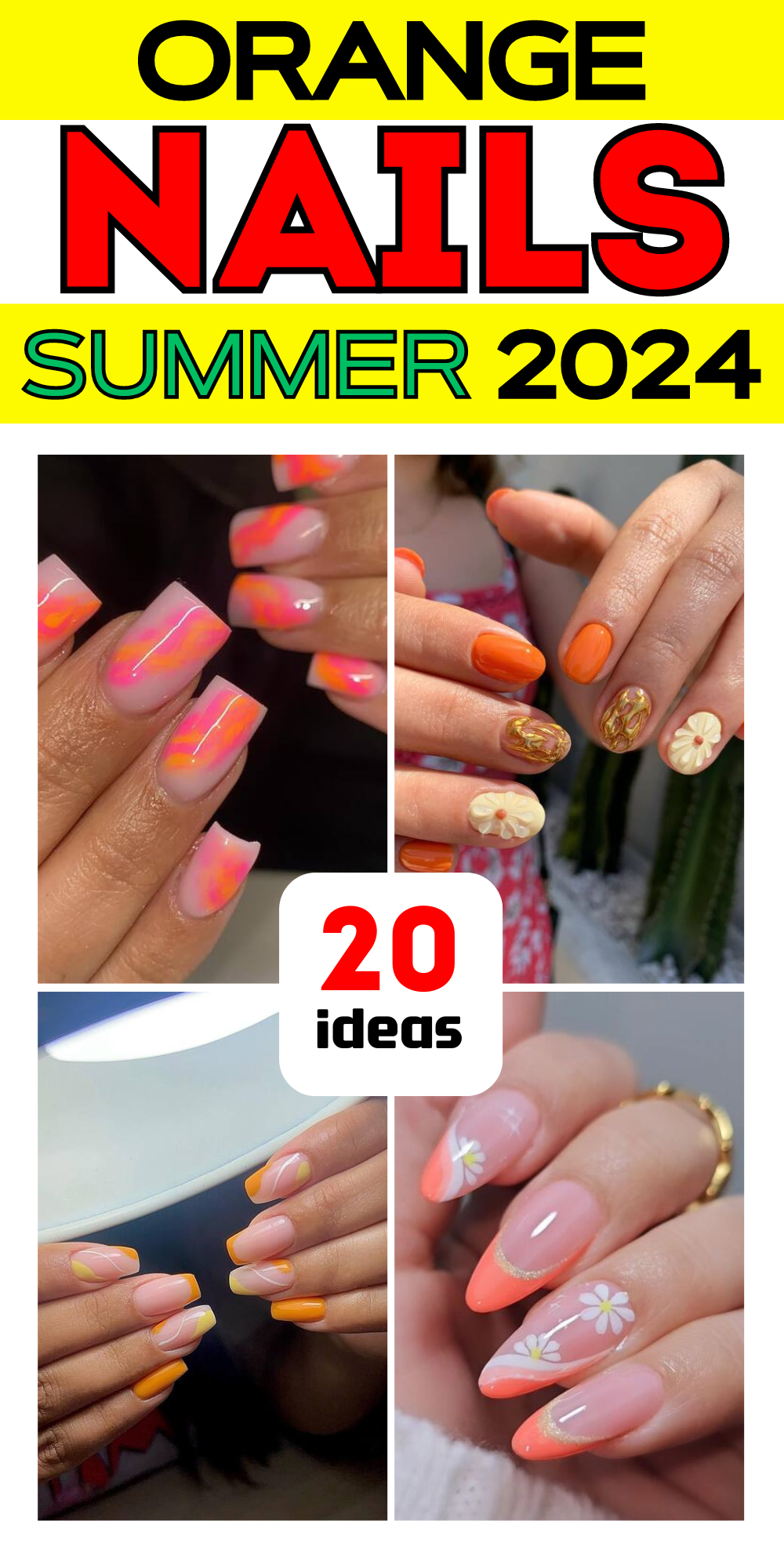 Summer Nails Orange: Fresh Neon, Ombre & Floral Designs