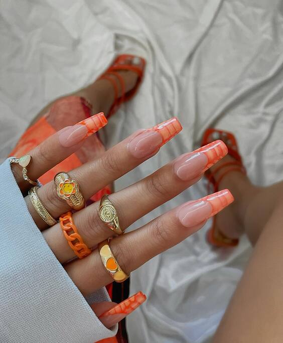 Chic Summer Coffin Nail Ideas: Neon Flair & Floral Elegance