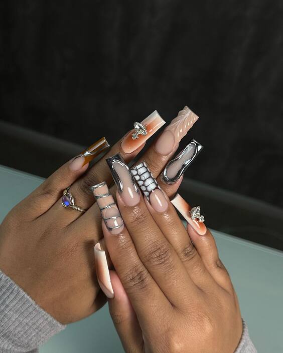 Chic Summer Nails: Coffin Acrylics in Bold Colors & Elegant Designs