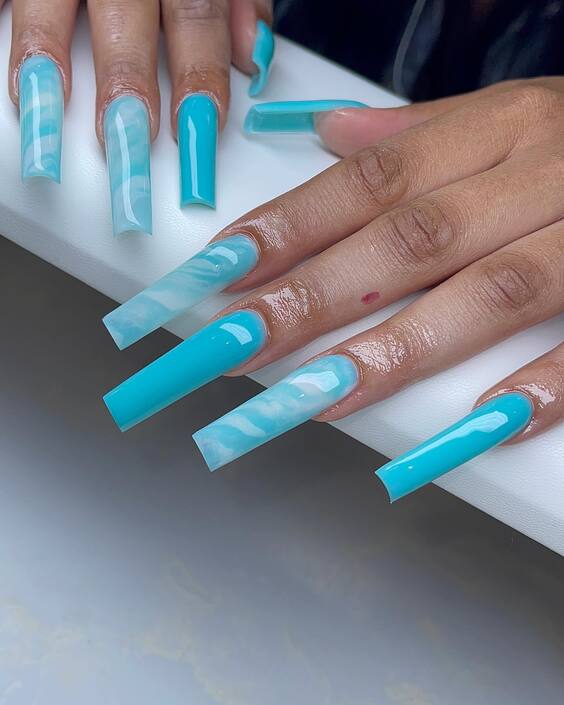 Chic Summer Nails: Coffin Acrylics in Bold Colors & Elegant Designs