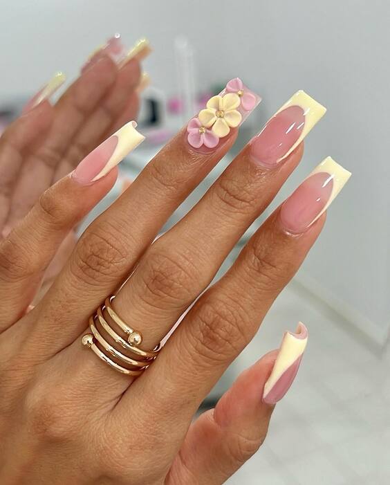 Chic Summer Coffin Nail Ideas: Neon Flair & Floral Elegance