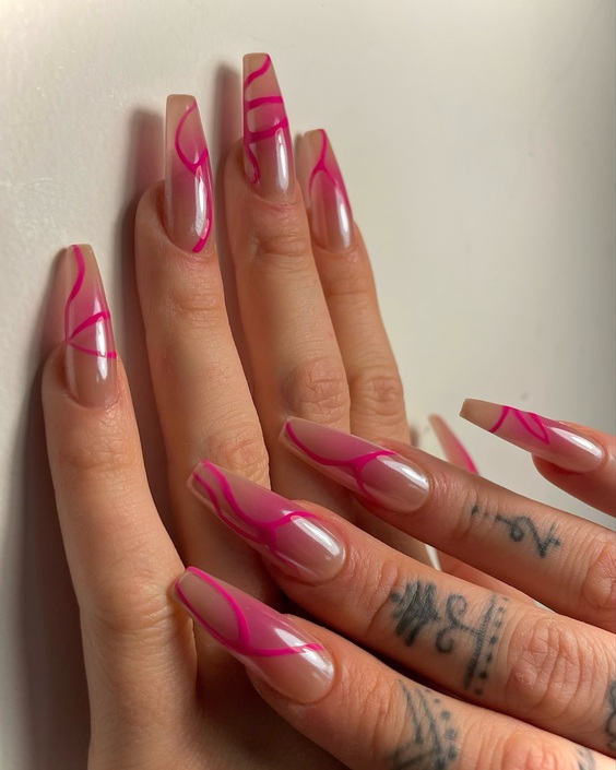 Chic Summer Coffin Nail Ideas: Neon Flair & Floral Elegance