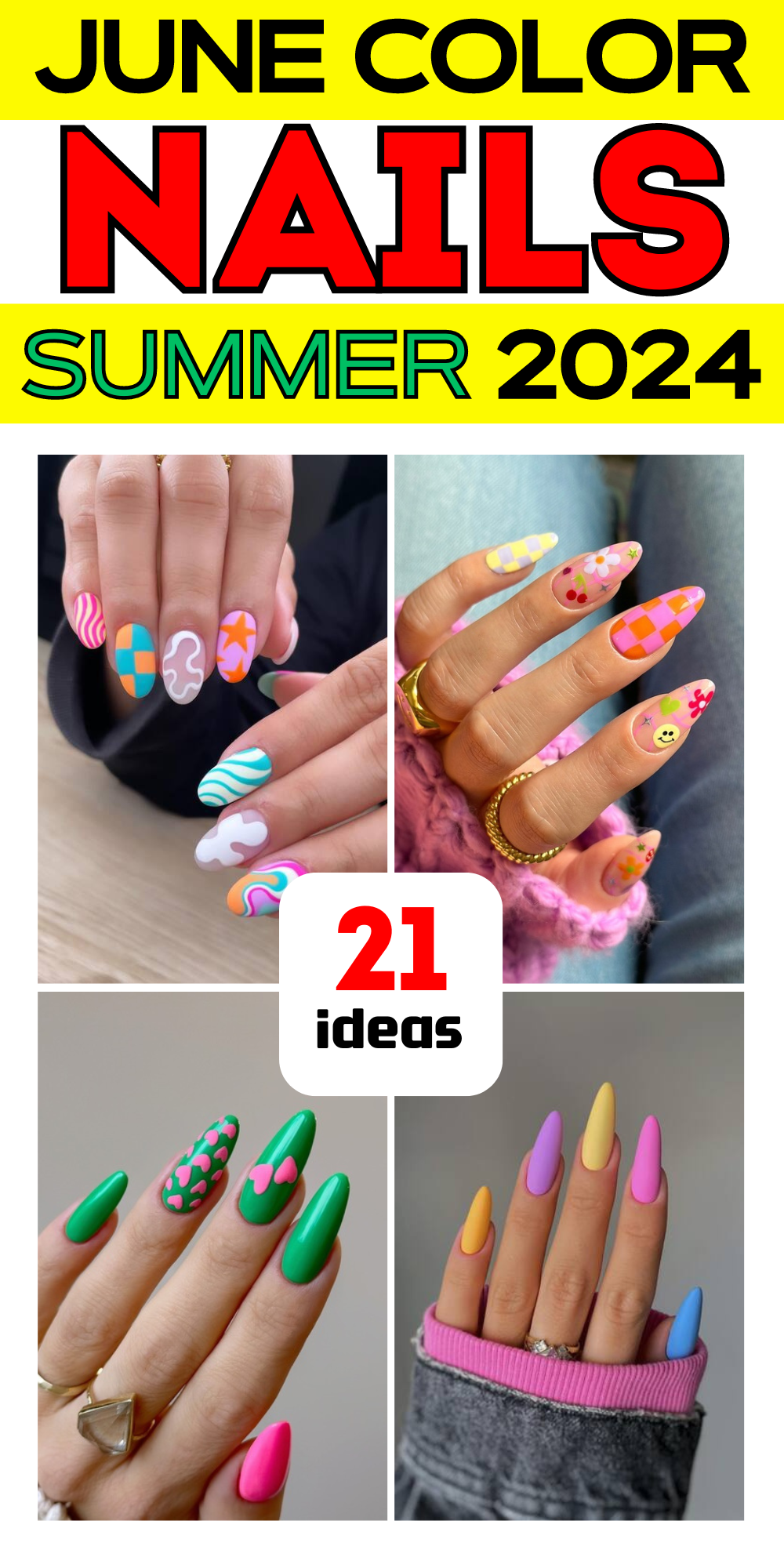 June Nails Color Trends 2024: Bright, Bold & Playful Manicure Ideas