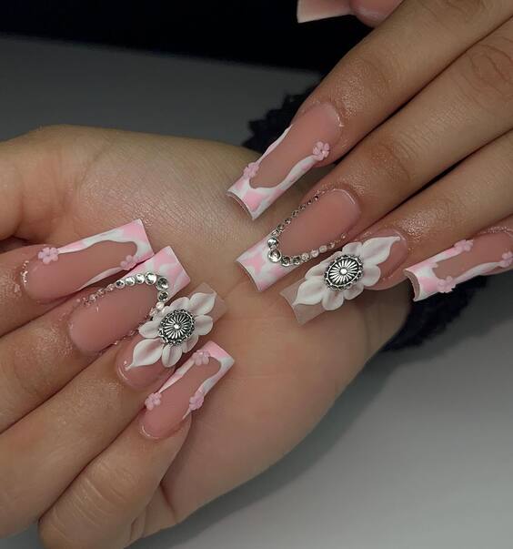 20 Ideas Summer 2024's Top Rhinestone Nail Trends: Bling, Chic Designs & Colors