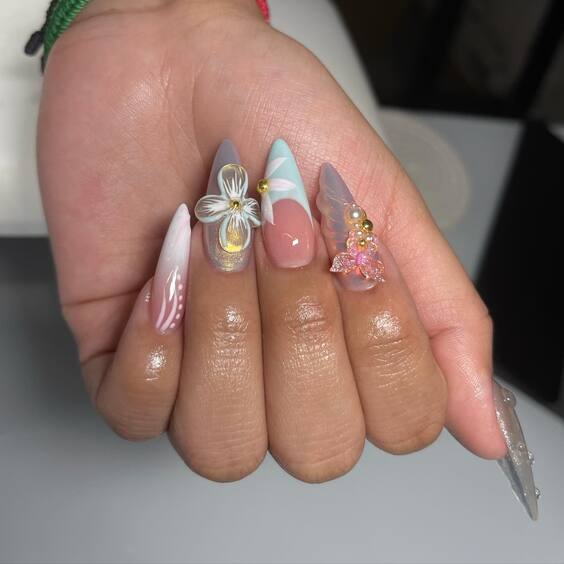 20 Ideas Summer 2024's Top Rhinestone Nail Trends: Bling, Chic Designs & Colors