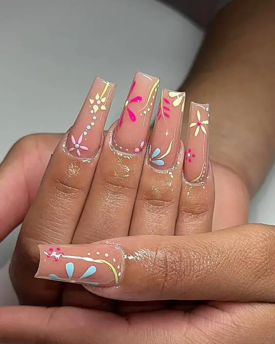 20 Ideas Summer 2024's Trendiest Long Acrylic Nail Designs – Fresh, Vibrant Ideas!