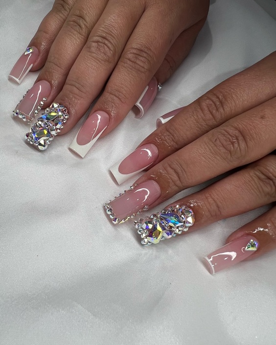 20 Ideas Summer 2024's Top Rhinestone Nail Trends: Bling, Chic Designs & Colors