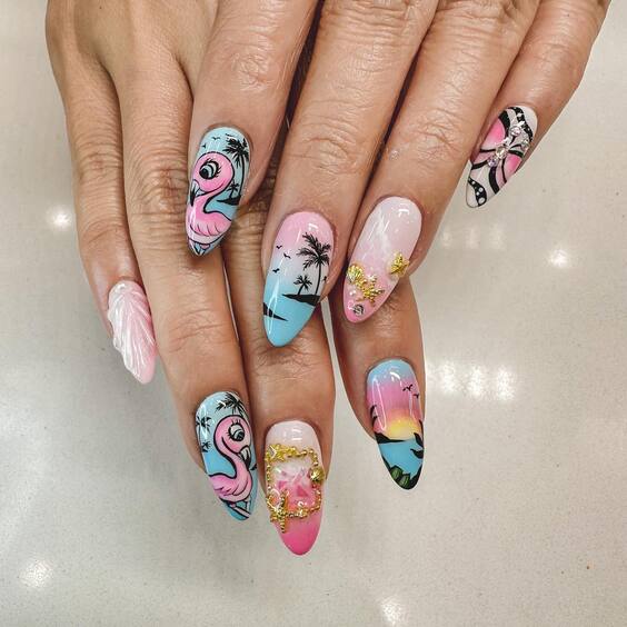 Stunning Vacation Acrylic Nail Designs for Every Getaway - Chic & Playful Tips