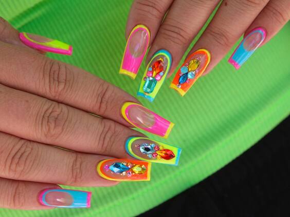 20 Summer Neon French Manicures: Bold & Bright Nail Trends