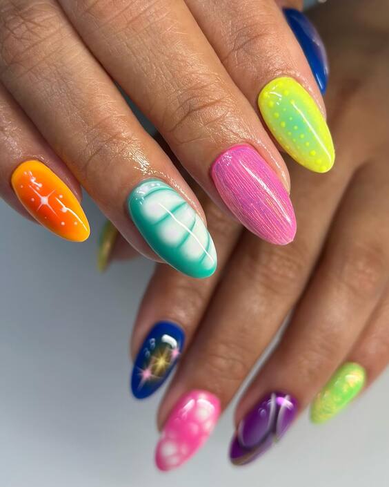 21 Summer Nail Spectacle: Multicolor Manicures with Neon and Pastel Perfection