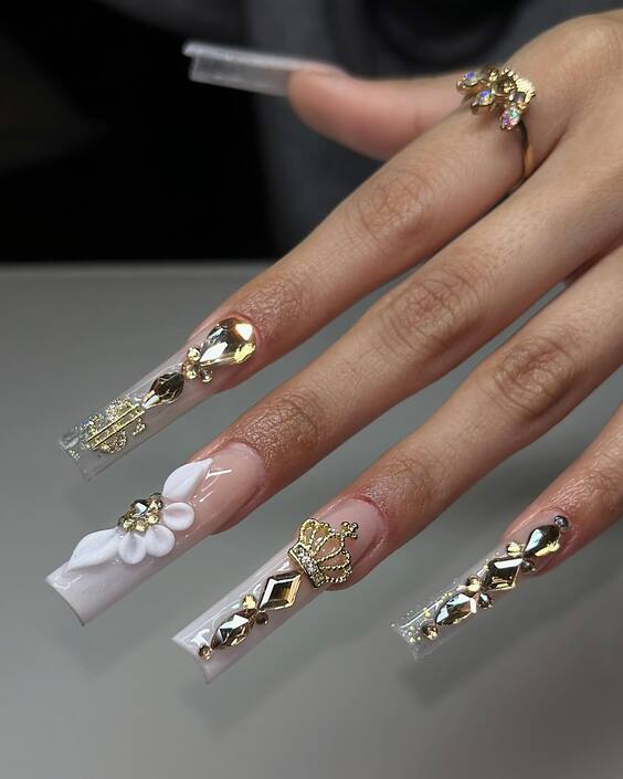 20 Ideas Summer 2024's Top Rhinestone Nail Trends: Bling, Chic Designs & Colors