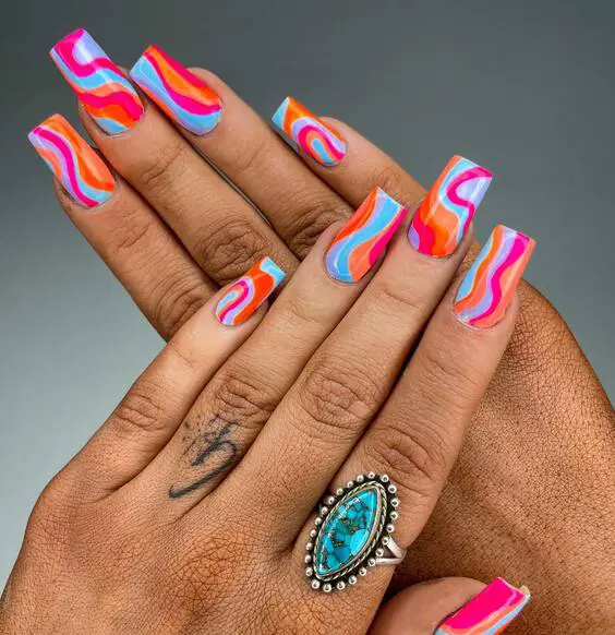 Summer Square Nail Designs: Bright Neons & Floral Art for Trendy Tips