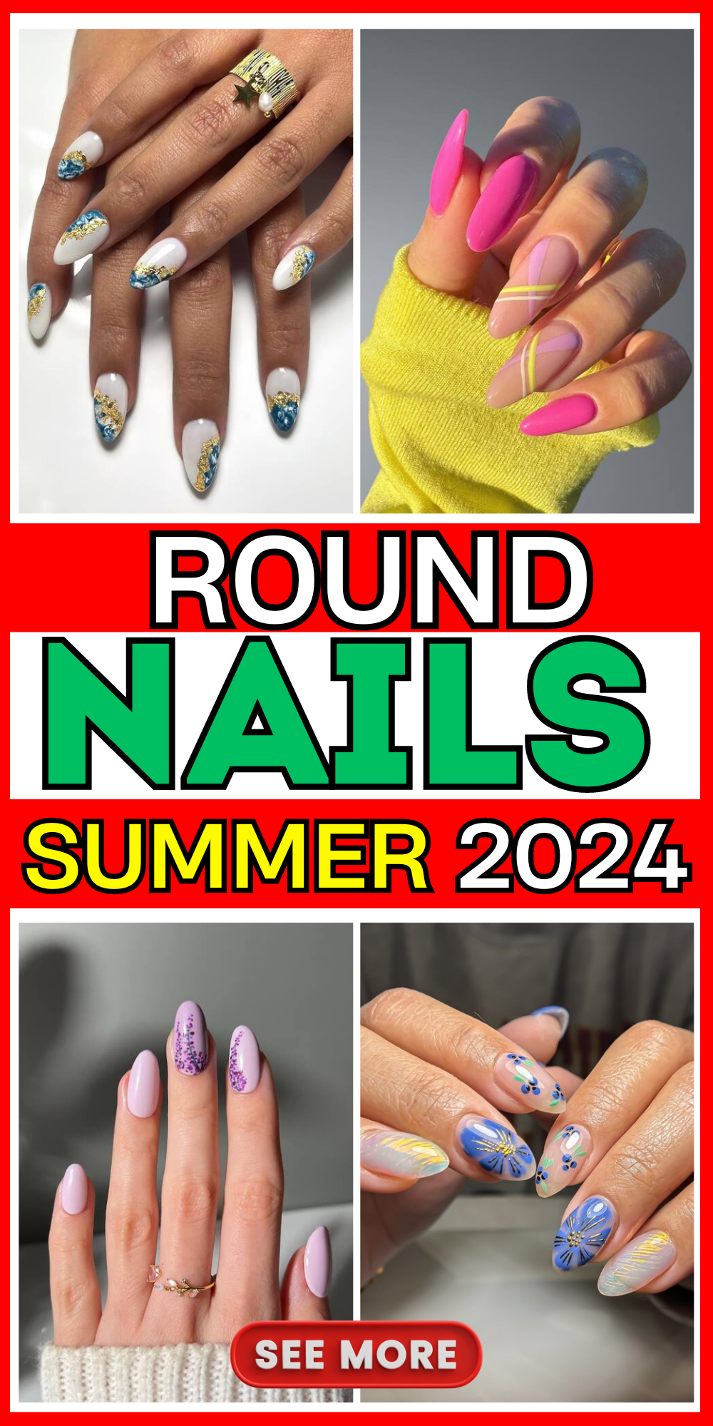 20 Summer Round Nails: Chic Designs, Neon Blooms & French Tips