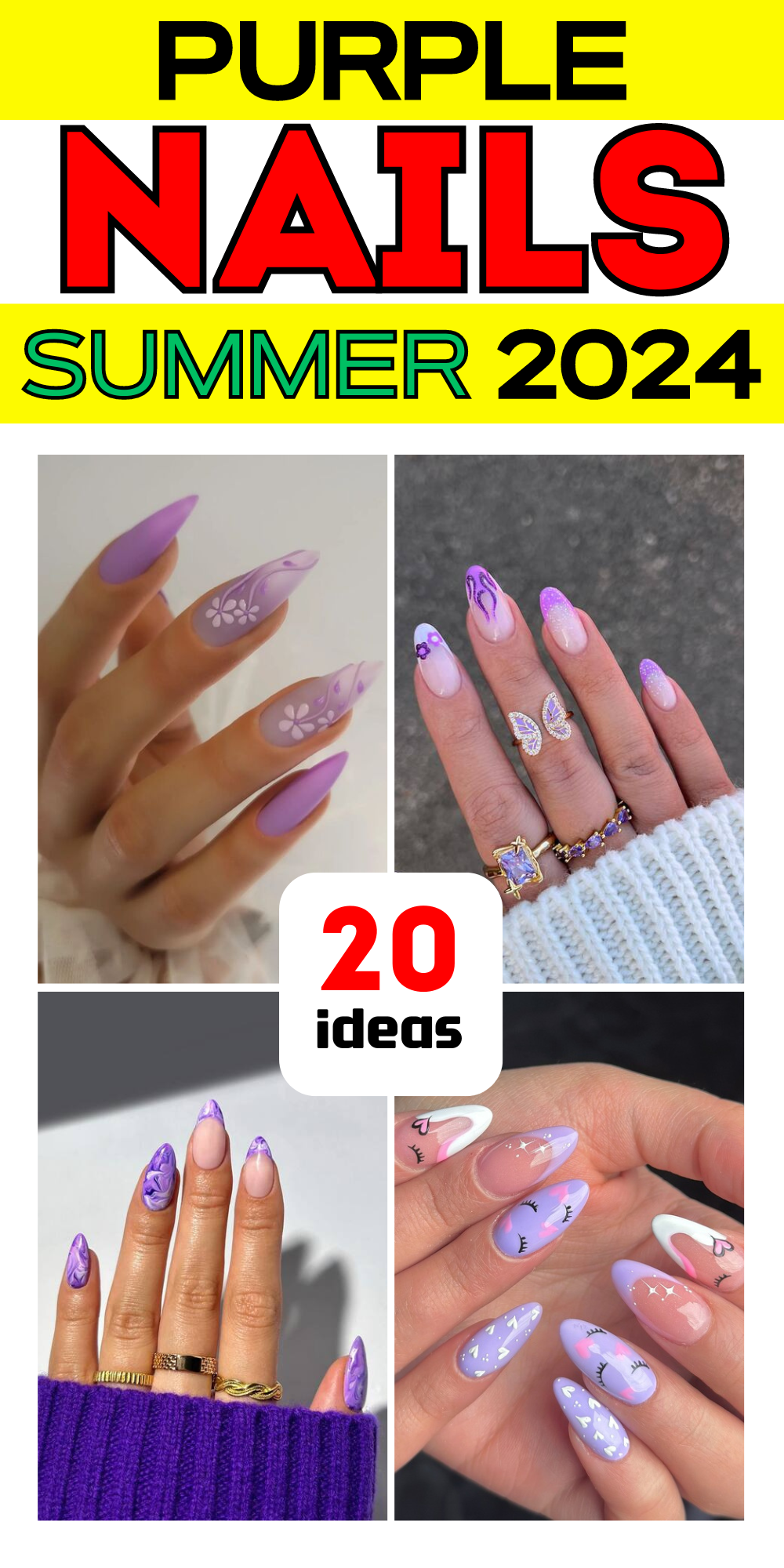 20 ideas Dazzling Purple Summer Nails 2024: Trendy Designs & DIY Tips