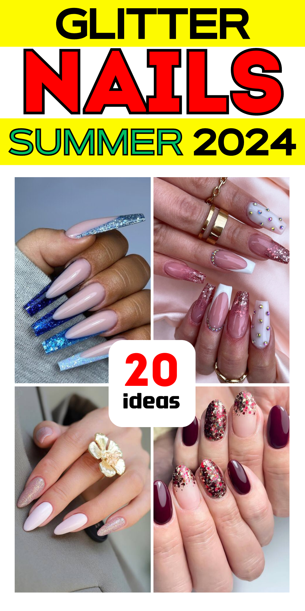 20 Ideas Dazzling Summer Glitter Nail Trends 2024: Sparkle & Chic Designs