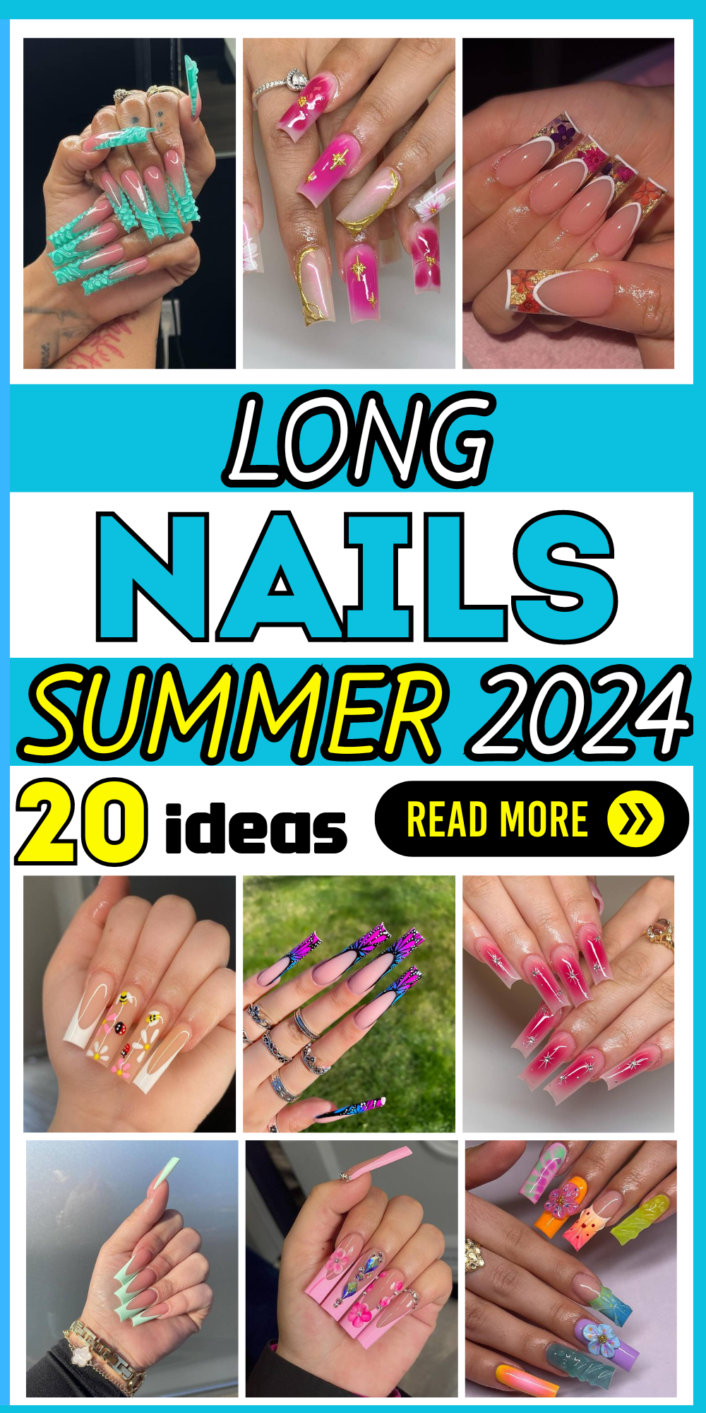 20 Ideas Summer 2024's Trendiest Long Acrylic Nail Designs – Fresh, Vibrant Ideas!