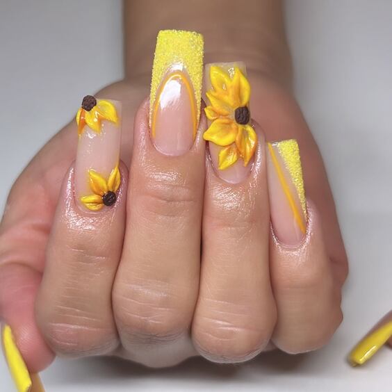 21 Stunning Summer Sunflower Nail Designs to Brighten Your Look