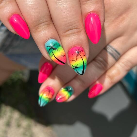 23 Summer Palm Tree Nail Designs: Vibrant & Chic Art Ideas