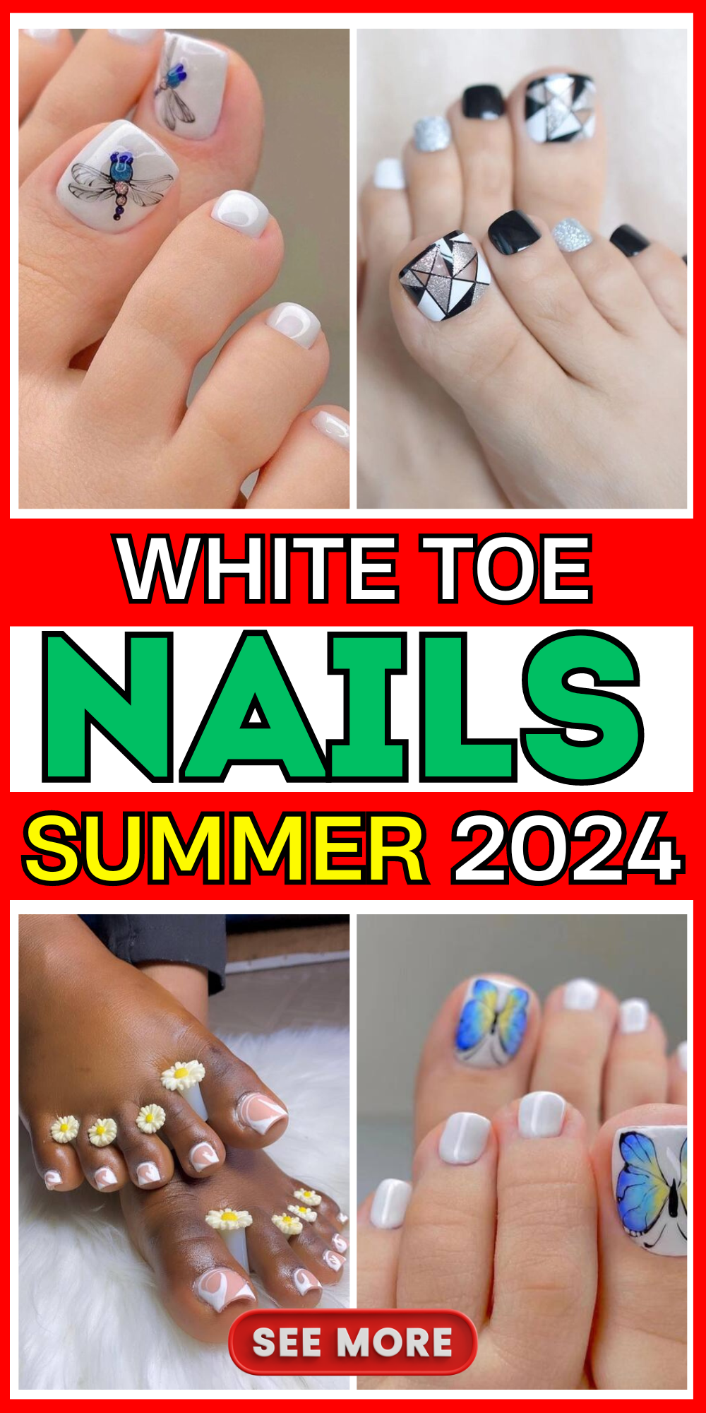 20 Stunning White Toenail Designs: From Elegant Florals to Bold Neons