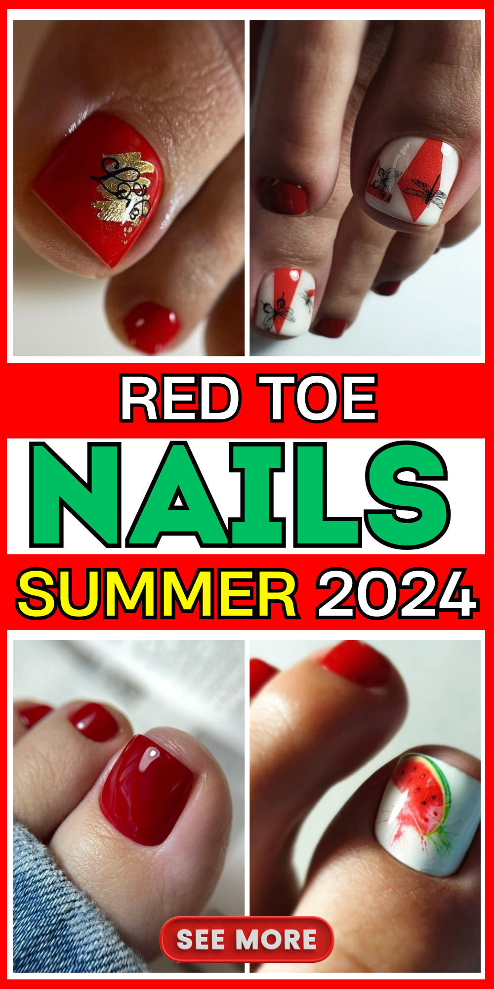 19 Stunning Red Toe Nail Designs: From Classic to Creative Ideas