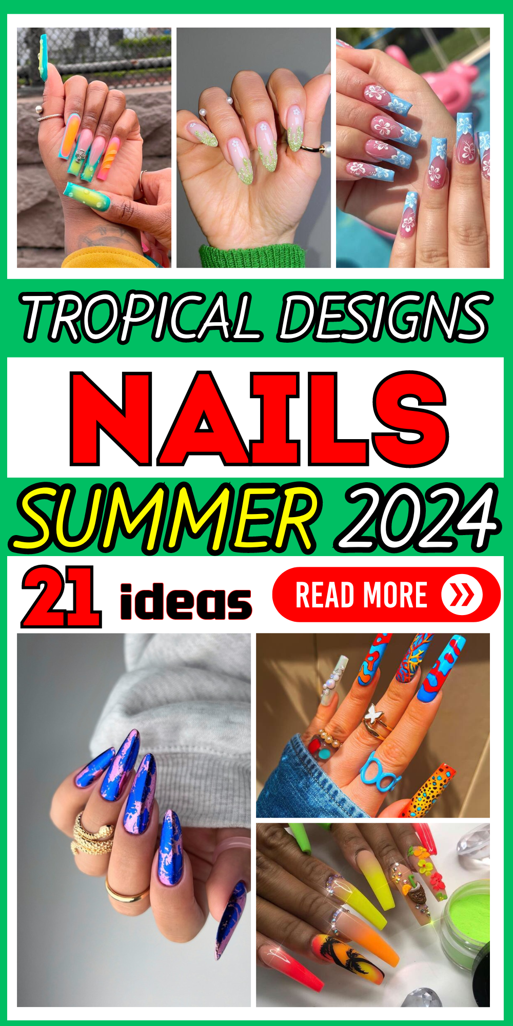 21 Summer Tropical Nail Designs: Serene Skies, Tropical Tranquility & Playful Ocean