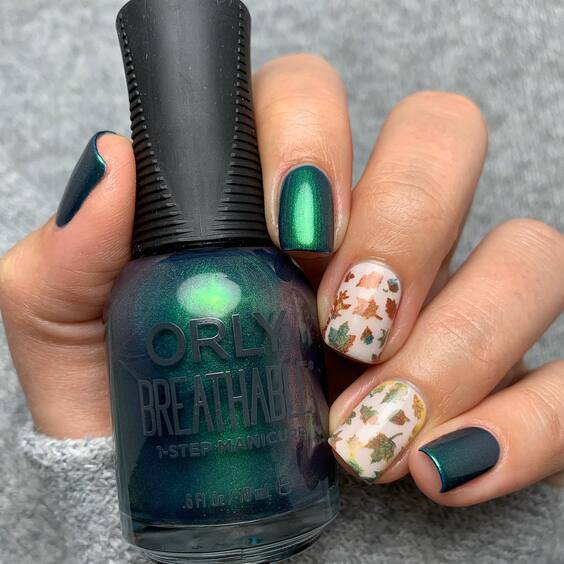 20 Embrace Fall with Stunning Leaves Nail Art Designs