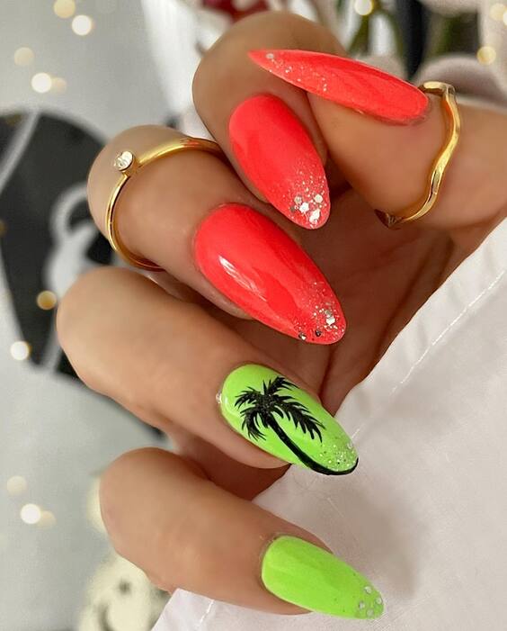 22 Stunning Beach Palm Tree Nail Designs for Summer - Vibrant, Tropical, and Vacation-Ready Nails
