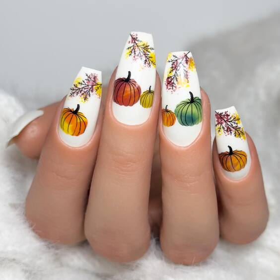 21 Stunning Fall Pumpkin Nail Designs