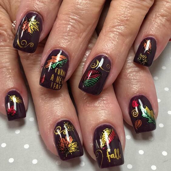 20 Embrace Fall with Stunning Leaves Nail Art Designs