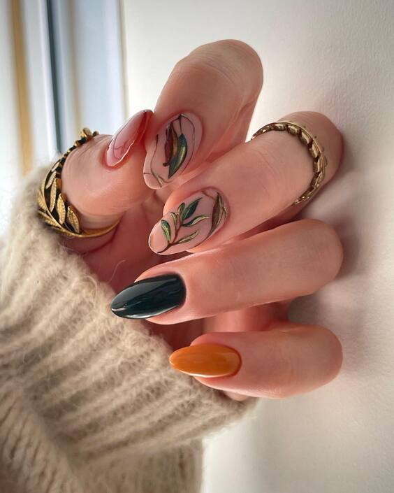 20 Embrace Fall with Stunning Leaves Nail Art Designs