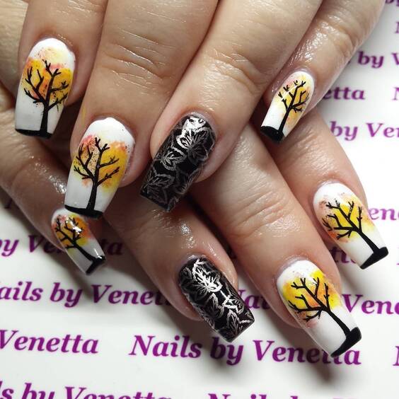 19 Autumn Nail Art: Discover Stunning Fall Tree Designs