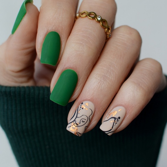 20 Elegant Olive Green Fall Nail Designs for Autumn