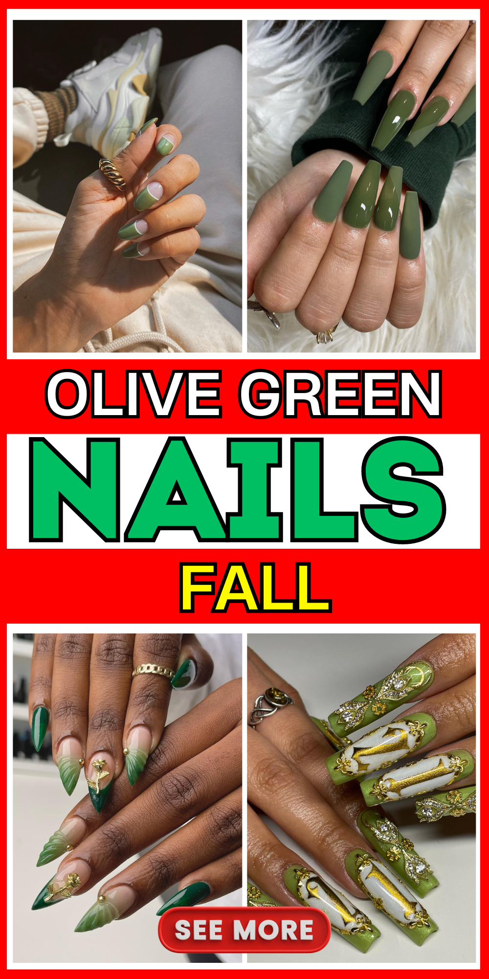 20 Elegant Olive Green Fall Nail Designs for Autumn