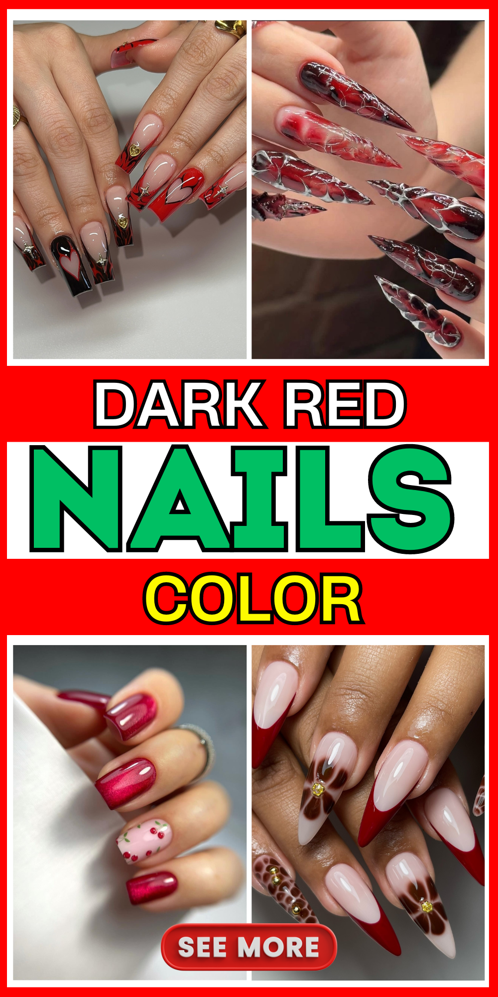 23 Elegant Dark Red Nail Designs: Luxury Meets Creativity