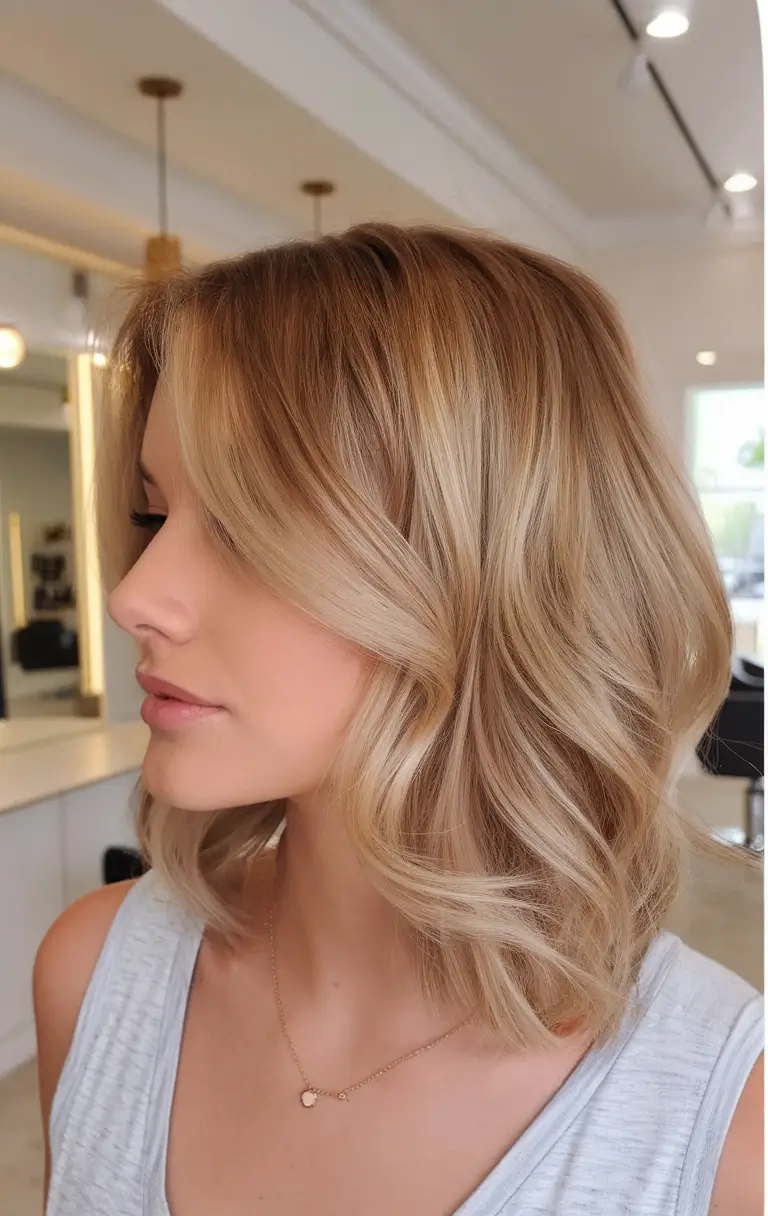 Stylish Bob Hair Looks - Summer 2025 Warm Blonde Wavy Bob