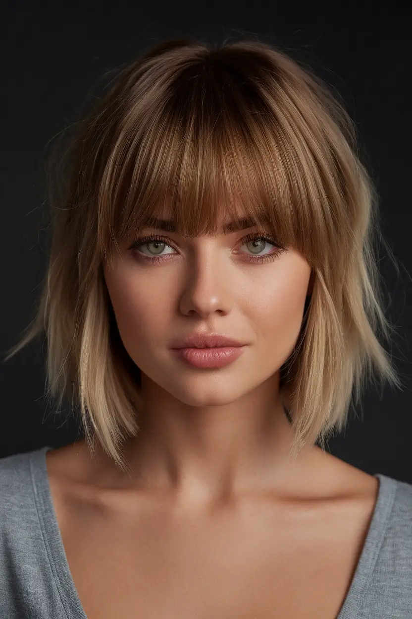 Stylish Bob Hair Looks - Summer 2025 Warm Honey Bob With Soft Bangs