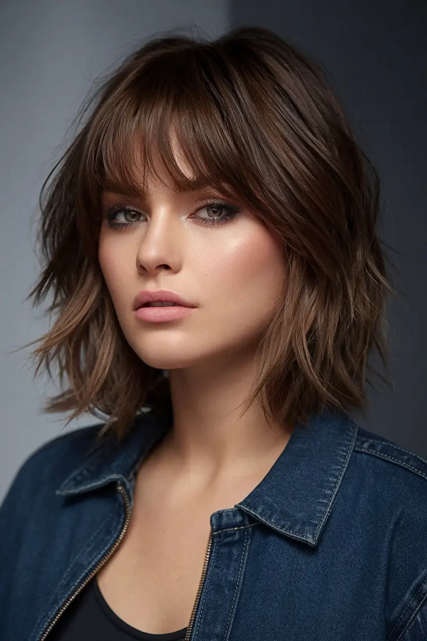 Stylish Bob Hair Looks - Summer 2025 Shaggy Lob with Curtain Bangs