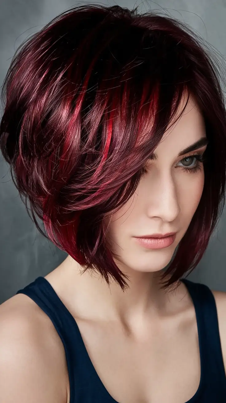 Stylish Bob Hair Looks - Summer 2025 Stacked Berry Red Bob