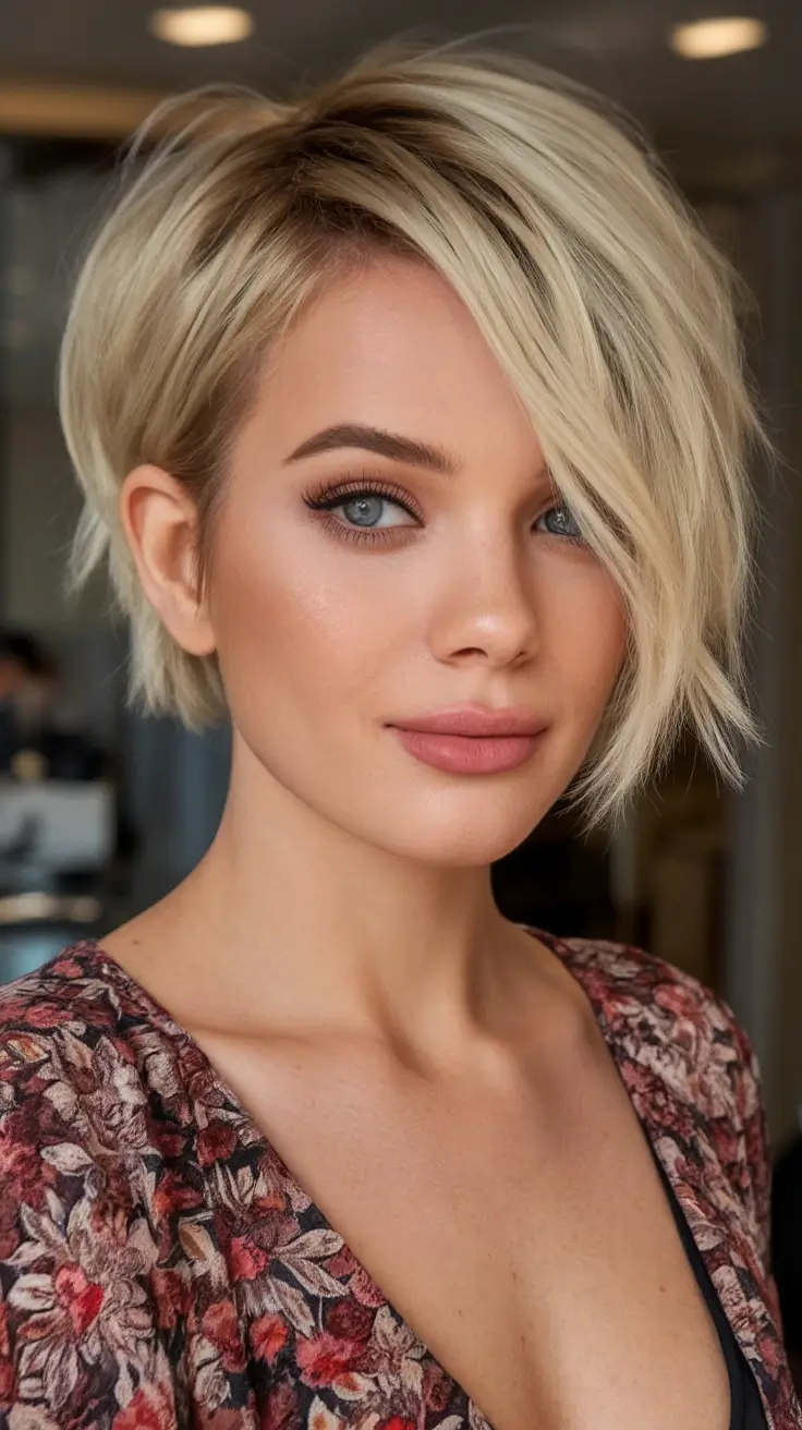 Stylish Bob Hair Looks – Summer 2025 Edgy Asymmetrical Blonde Pixie Bob