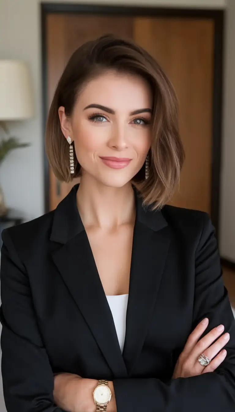 Stylish Bob Hair Looks - Summer 2025 Soft Brunette Bob With Side Part