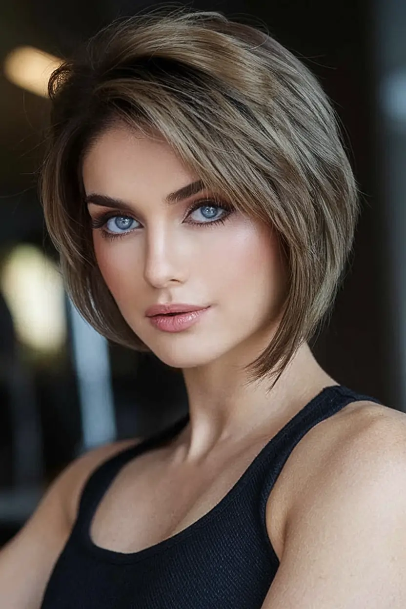 Stylish Bob Hair Looks - Summer 2025 Angled Brunette Bob With Feathered Tips