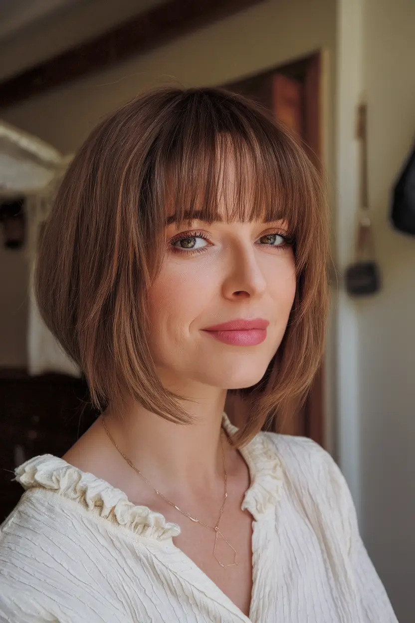 Chic Bob Haircuts for Summer 2025 - Short Hairstyle Inspo Modern French Bob with Fringe