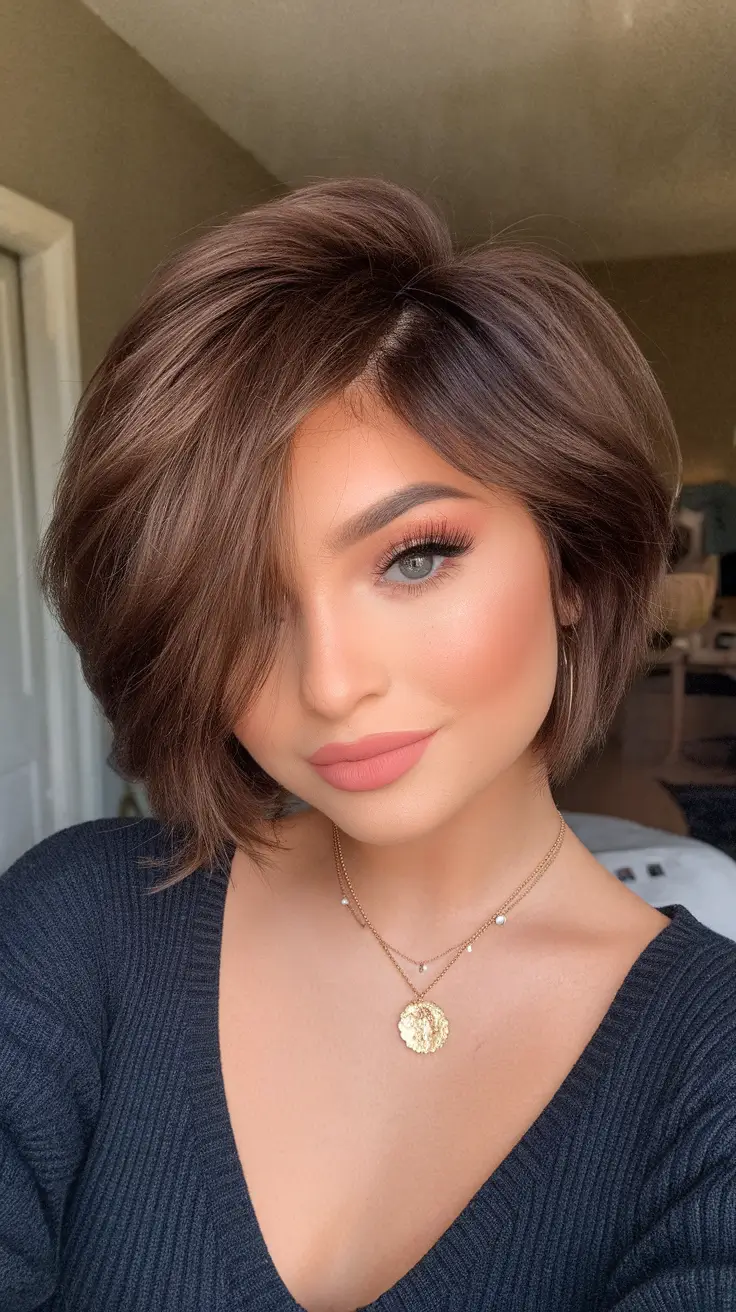 Chic Bob Haircuts for Summer 2025 - Fluffy Caramel Bob with Side Volume