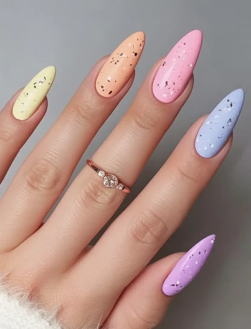 Almond Nails Made for Summer 2025 Pastel Confetti Speckles