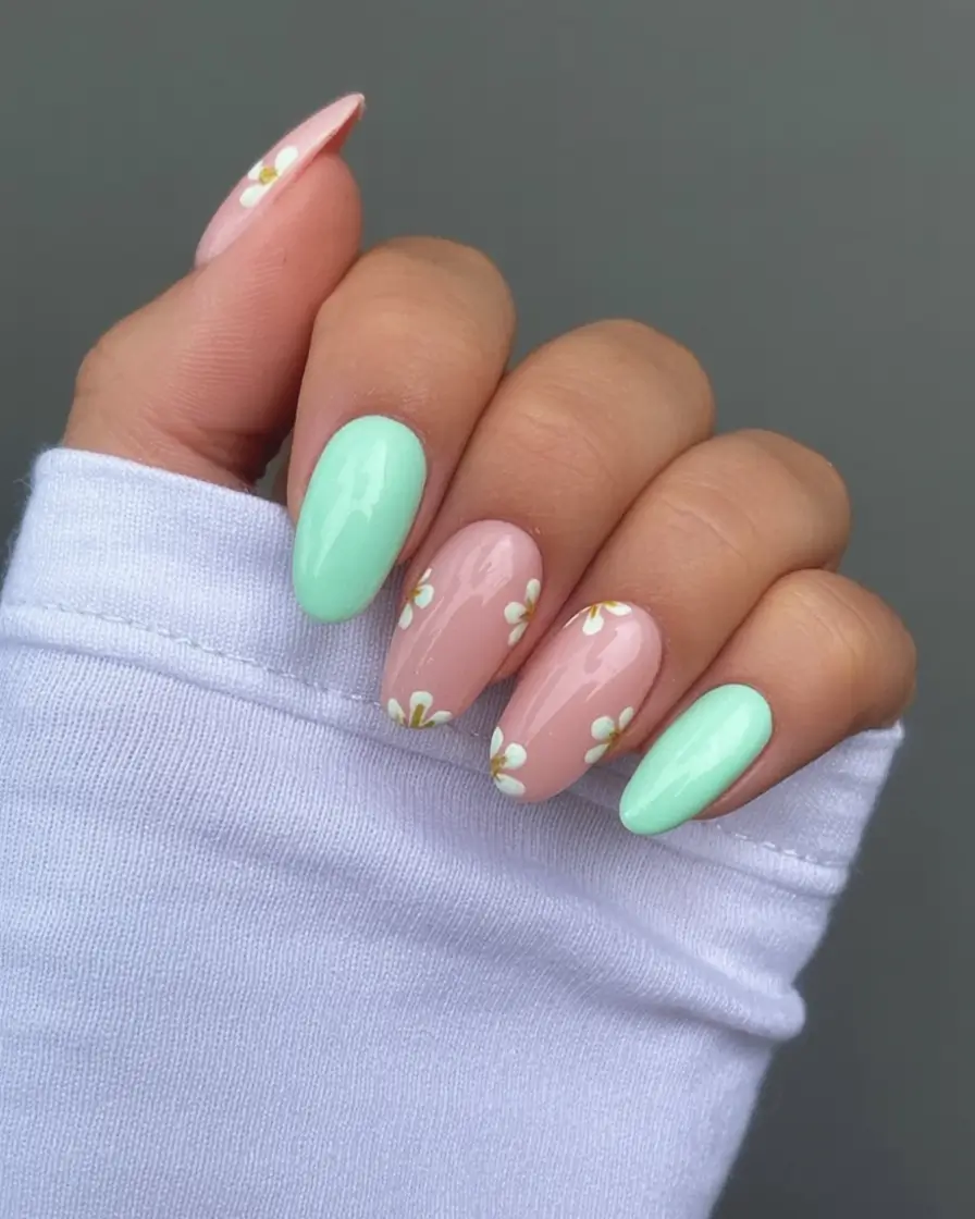 Almond Nails That Slay Summer 2025 Mint and Petal Peach Whispers