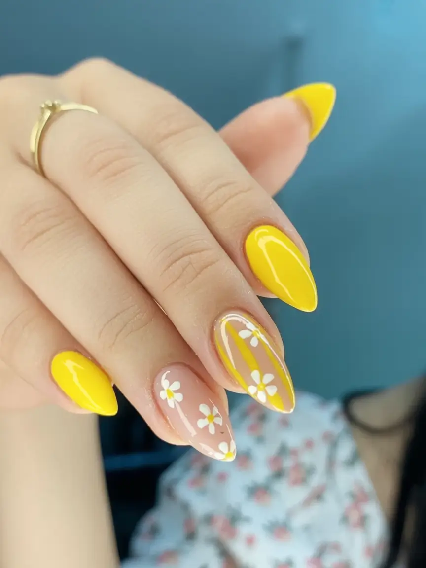 Almond Nails That Slay Summer 2025 Daisy Pop Meets Sunshine Yellow
