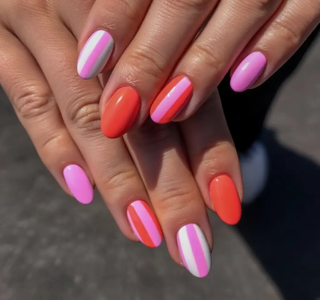 Beach-Ready Nails for 2025 Pink Citrus Split